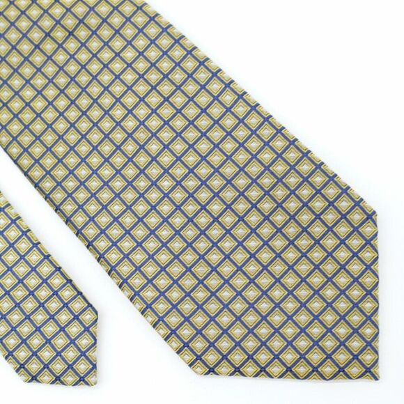 Nautica Gold Yellow Blue Geometric Woven Silk Tie‎ - Picture 1 of 6